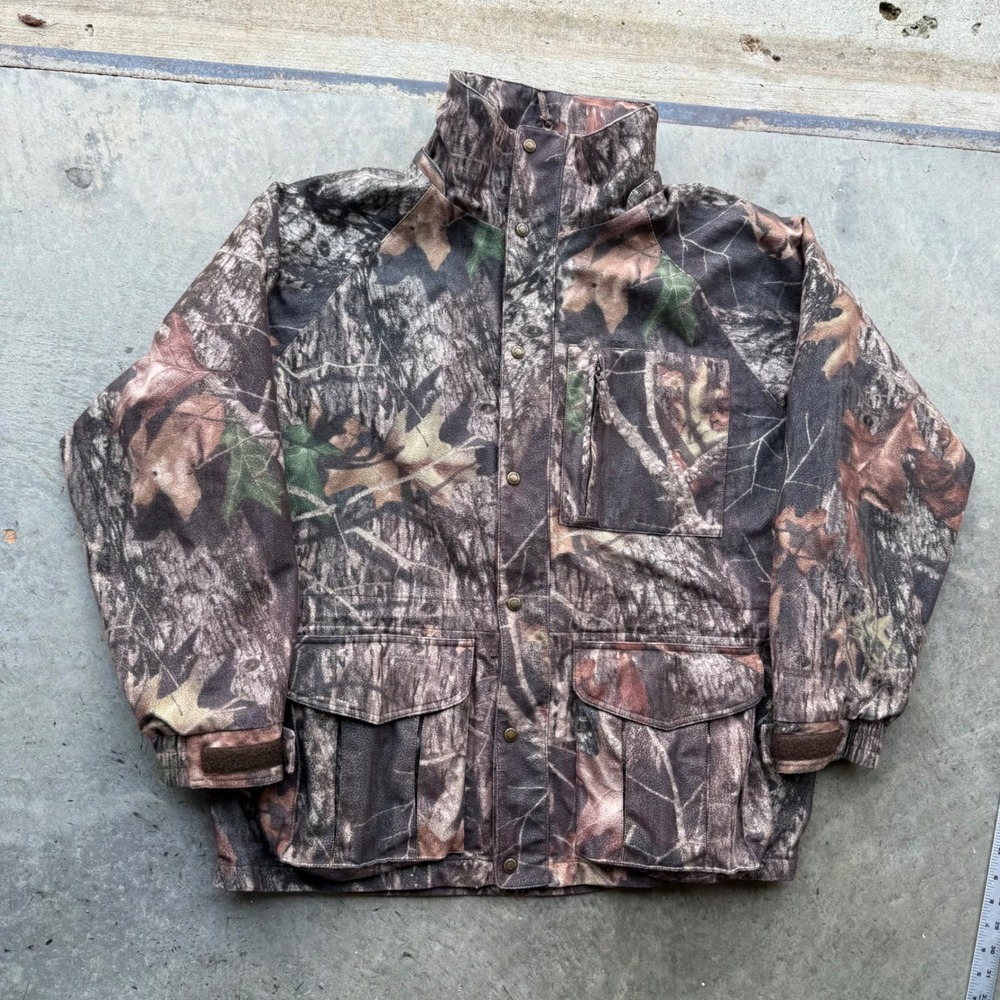 Cabelas Dry-Plus Camo Hunting Jacket Mens Large Fleece Lined Full Zip Brown